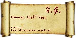 Hevesi György névjegykártya